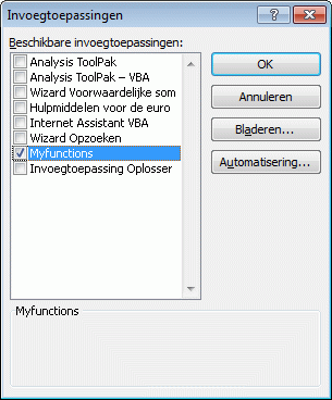 dialoogvenster Invoegtoepassingen