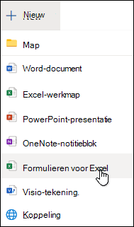 Optie Formulier invoegen voor Excel in webversie van Excel