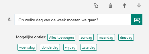Voorgestelde antwoorden op een vraag