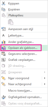Schermafbeelding met de opdracht Opslaan als sjabloon in het snelmenu.
