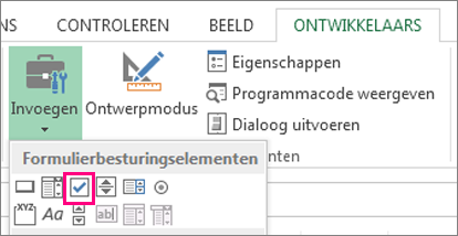 het besturingselement voor selectievakjes op het lint