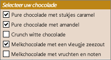 Voorbeeld van selectievakjes