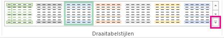 Knop Meer in de galerie Draaitabelstijlen