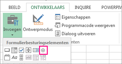 het besturingselement voor keuzerondjes op het lint