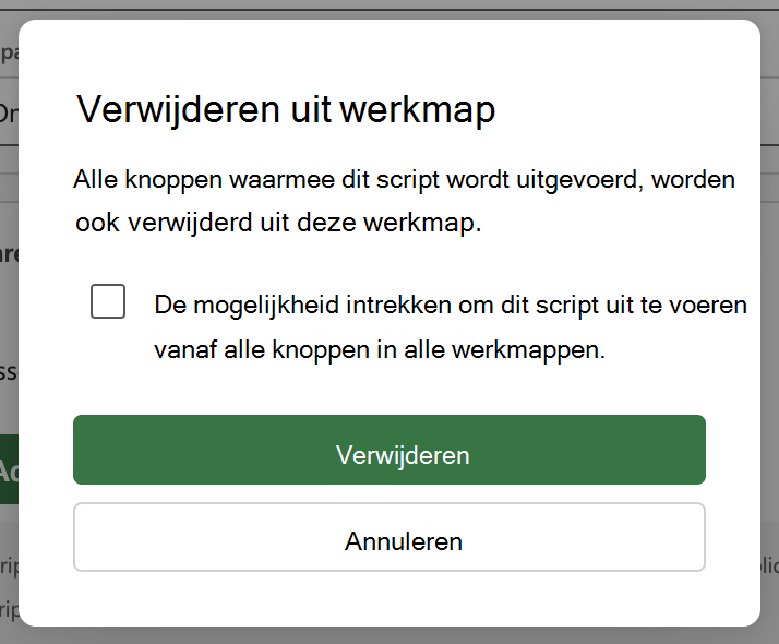 Schakel de wisselknop Koppelen aan werkmap uit en kies Verwijderen in het dialoogvenster