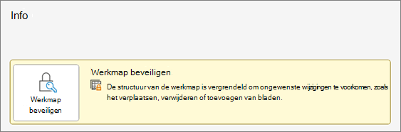 Werkmap beveiligen in het menu Info