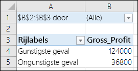 Draaitabelrapport voor scenario's