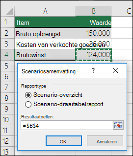 Dialoogvenster Scenario-samenvatting