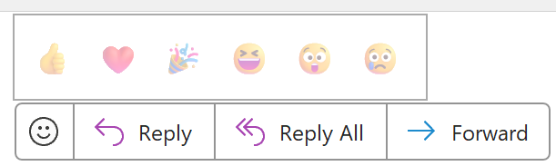 Schermopname van reacties in Outlook