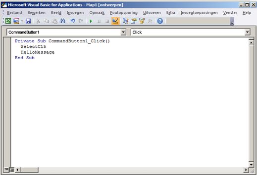 Een subprocedure in de Visual Basic Editor