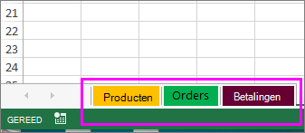 Werkmap met bladtabs in verschillende kleuren