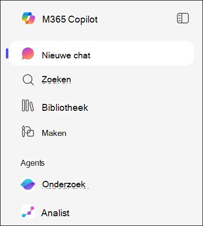 Schermafbeelding van de agents in de linkernavigatiebalk.