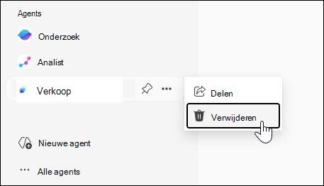 Schermopname van de knop Verwijderen voor een agent.