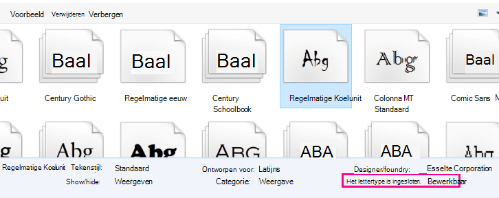 Scherm Lettertype insluiten 2