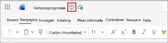 Pictogram vertrouwelijkheidslabel in webversie van Office, met een Word-document als voorbeeld