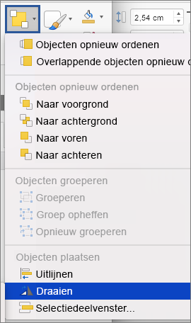 knop Draaien in het menu Schikken