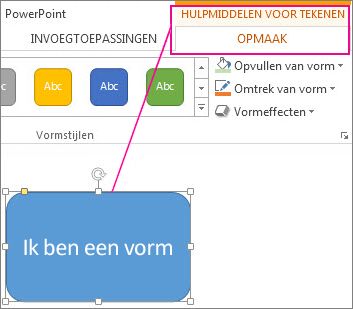 Nadat een vorm is geselecteerd, wordt Hulpmiddelen voor tekenen weergegeven