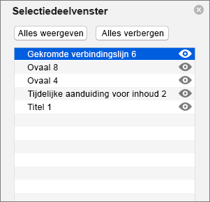 weer Geeft het selectiedeelvenster weer in PowerPoint 2016 voor Mac