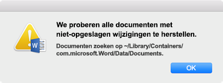 We proberen alle documenten te herstellen met niet-opgeslagen wijzigingen