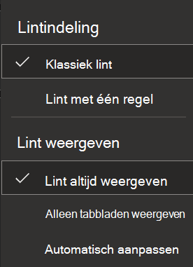 Schermopname van het lint in het web.