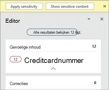 Schermopname van gevoelige inhoud in het deelvenster Editor