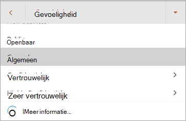 Schermopname van vertrouwelijkheidslabels in Office voor Android