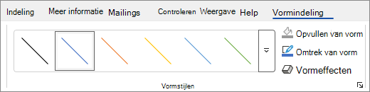 Schermopname van Word tabblad Vormindeling met Vormstijlen.