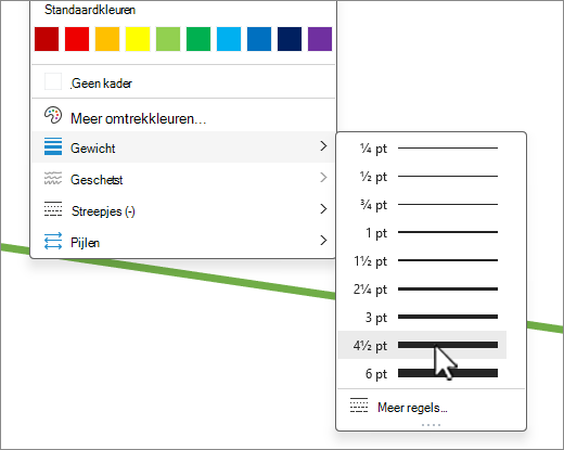 Schermopname van shapecontour met Gewicht geselecteerd.
