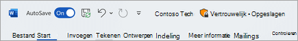 Schermopname van de titelbalk van een bestand met een vertrouwelijk label.
