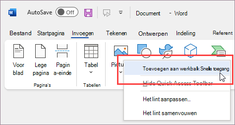 Klik met de rechtermuisknop om de opdracht toe te voegen