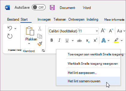 Het lint samenvouwen