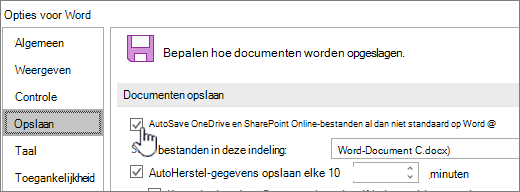 Standaard automatisch opslaan inschakelen in Word