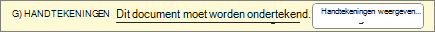De waarschuwing voor het document moet worden ondertekend