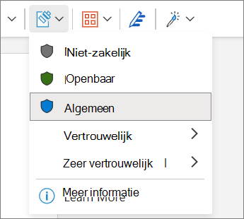 Menu Vertrouwelijkheidslabel