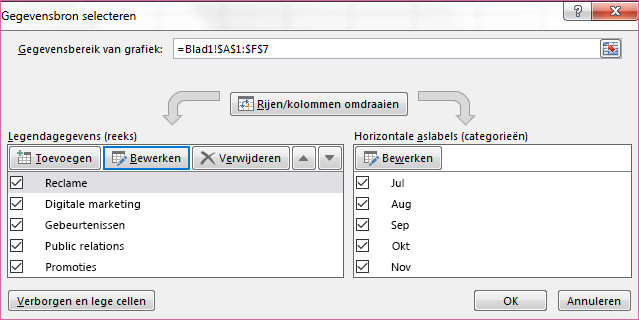 Dialoogvenster Gegevensbron selecteren.