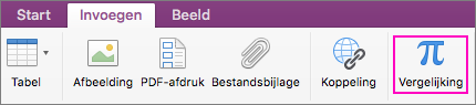 Op het tabblad Invoegen klikken en Vergelijking selecteren