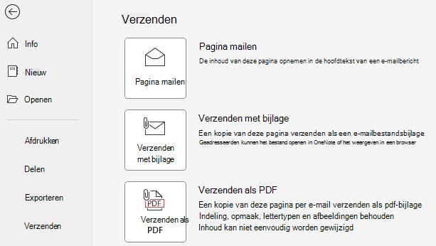 van de knoppen Verzenden als bijlage en Verzenden als PDF.