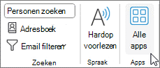 Knop Alle apps in Outlook voor Windows