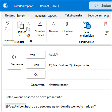 @vermelding in Outlook