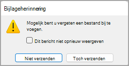 Afbeelding van het dialoogvenster Bijlageherinnering.