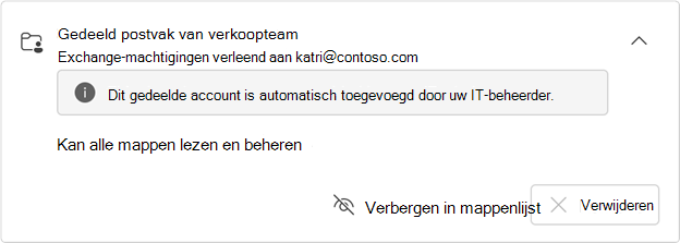 Kaart met automatisch toegewezen gedeeld postvak