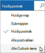 Gebruik de vervolgkeuzelijst om een ander postvak of een andere submap te selecteren.