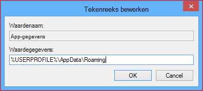 Typ in het vak Waardegegevens het volgende pad en klik op OK.