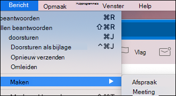 Maak een gebeurtenis op basis van een e-mail in Outlook voor Mac.