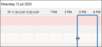 Het blauwe vak voor boekingstijd in de Planningsassistent.