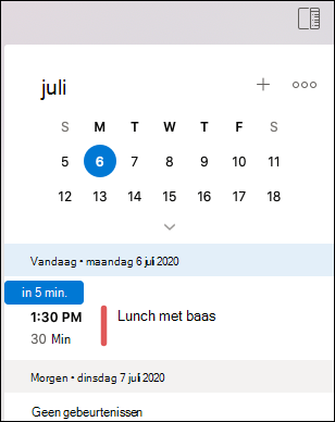 Het menu Mijn dag voor Outlook Mac.