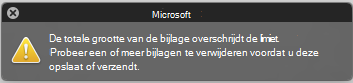 Foutbericht wanneer de bijlage te groot is om te verzenden