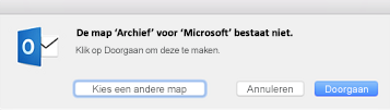 Dit bericht wordt weergegeven wanneer u de knop Archiveren in Outlook 2016 voor Mac voor de eerste keer gebruikt