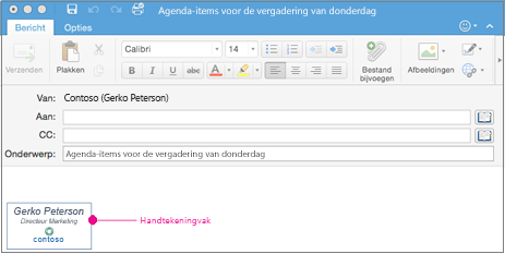 Een e-mailbericht met handtekeningvak