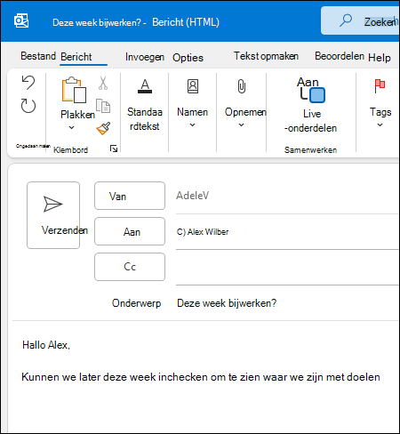Nieuw bericht in Outlook